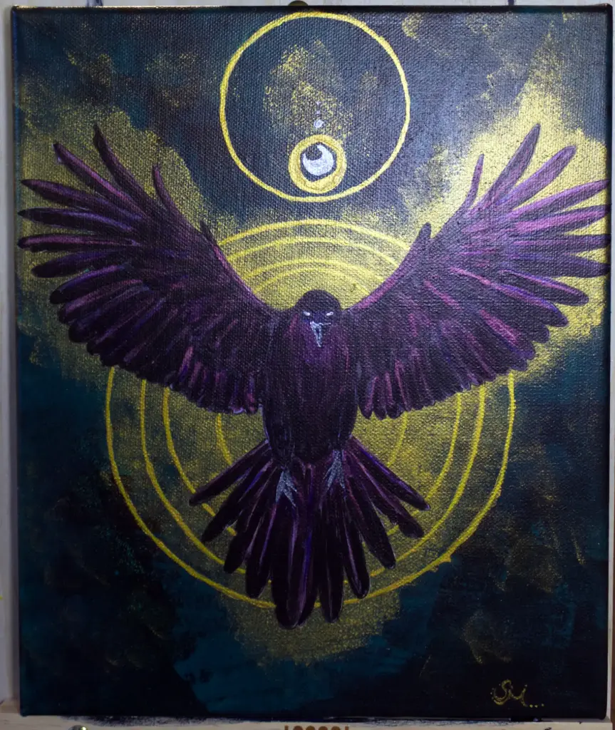 SelinasArt: Rabe (Unikat mit Resin-Veredelung)