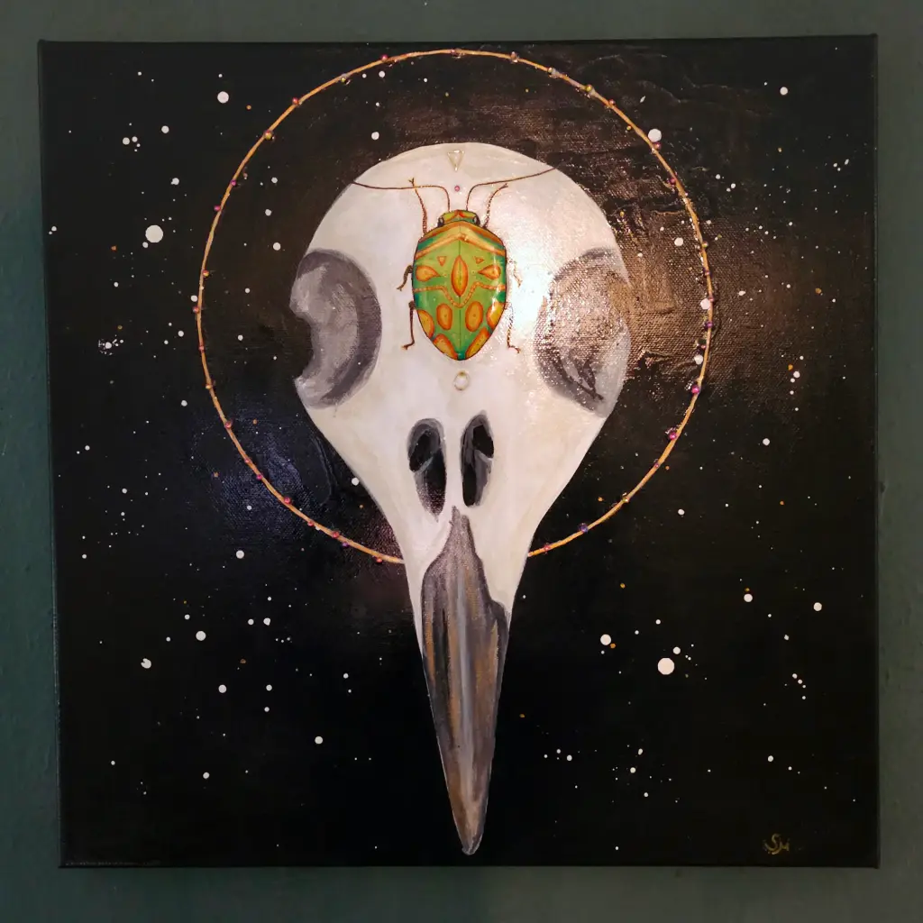 SelinasArt: Vogelschädel (Unikat mit Resin-Veredelung) 